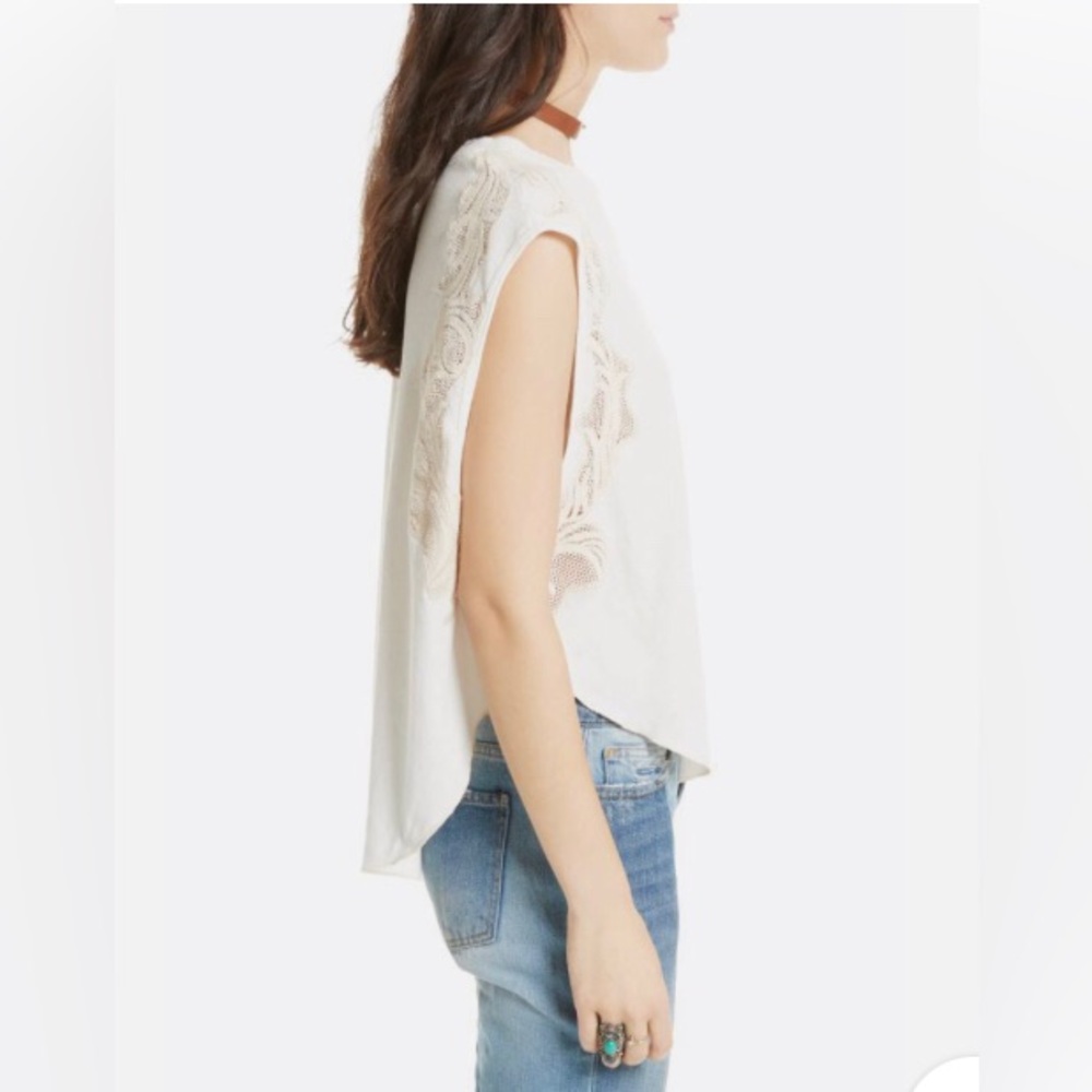 Tailored Free People Bonsai Cotton Crochet Muscle Tee white Medium - Picture 4 of 11